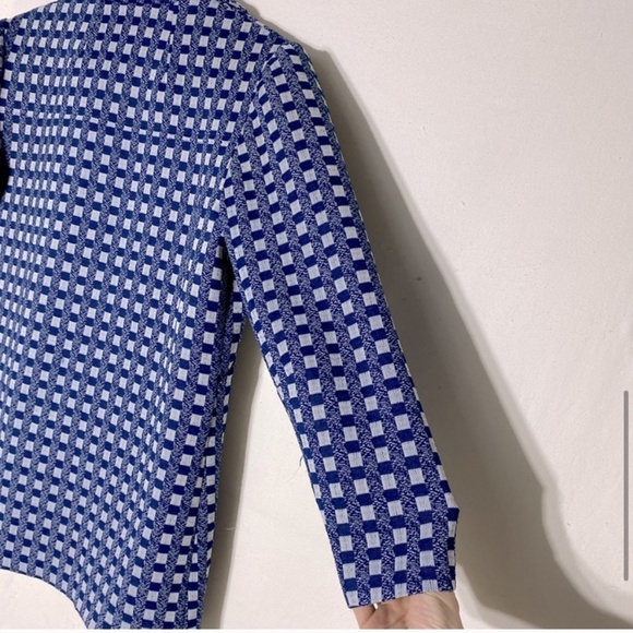 Vintage Handmade Blue Plaid 70s Style Light Jacket L - Picture 9 of 12